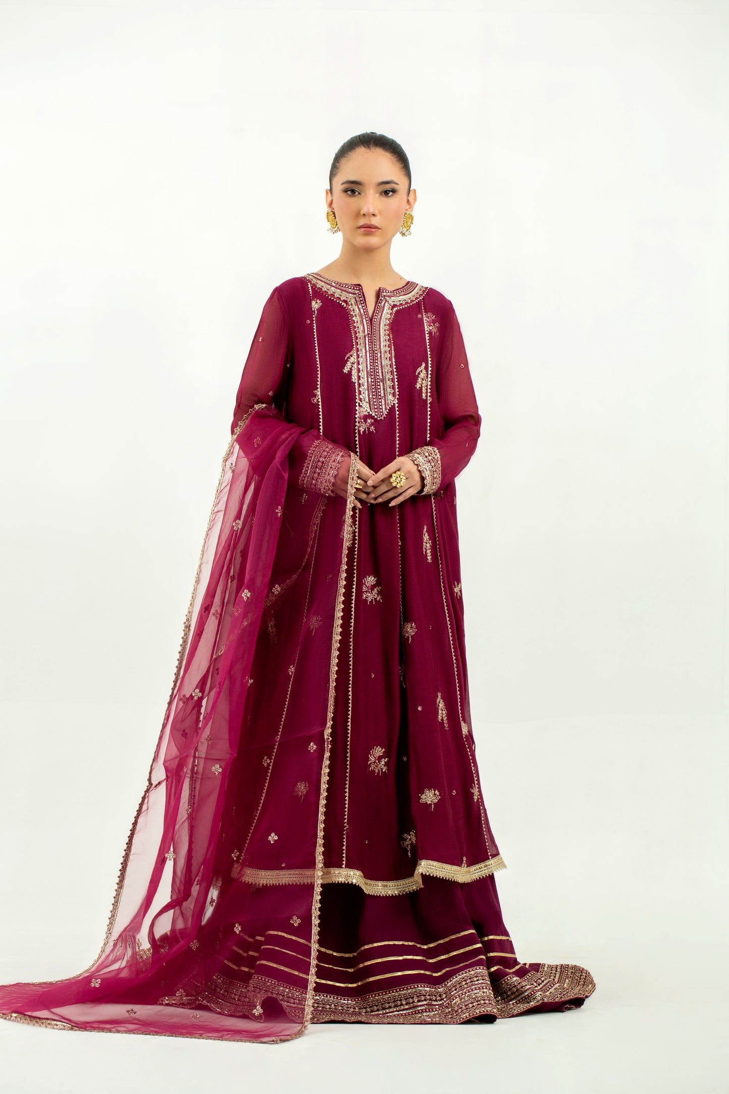 2 Piece - Embroidered Cotton Staple Khadi Net Suit LFP1137