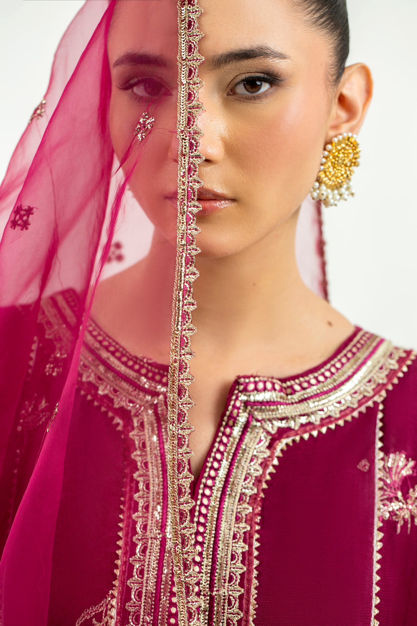 2 Piece - Embroidered Cotton Staple Khadi Net Suit LFP1137