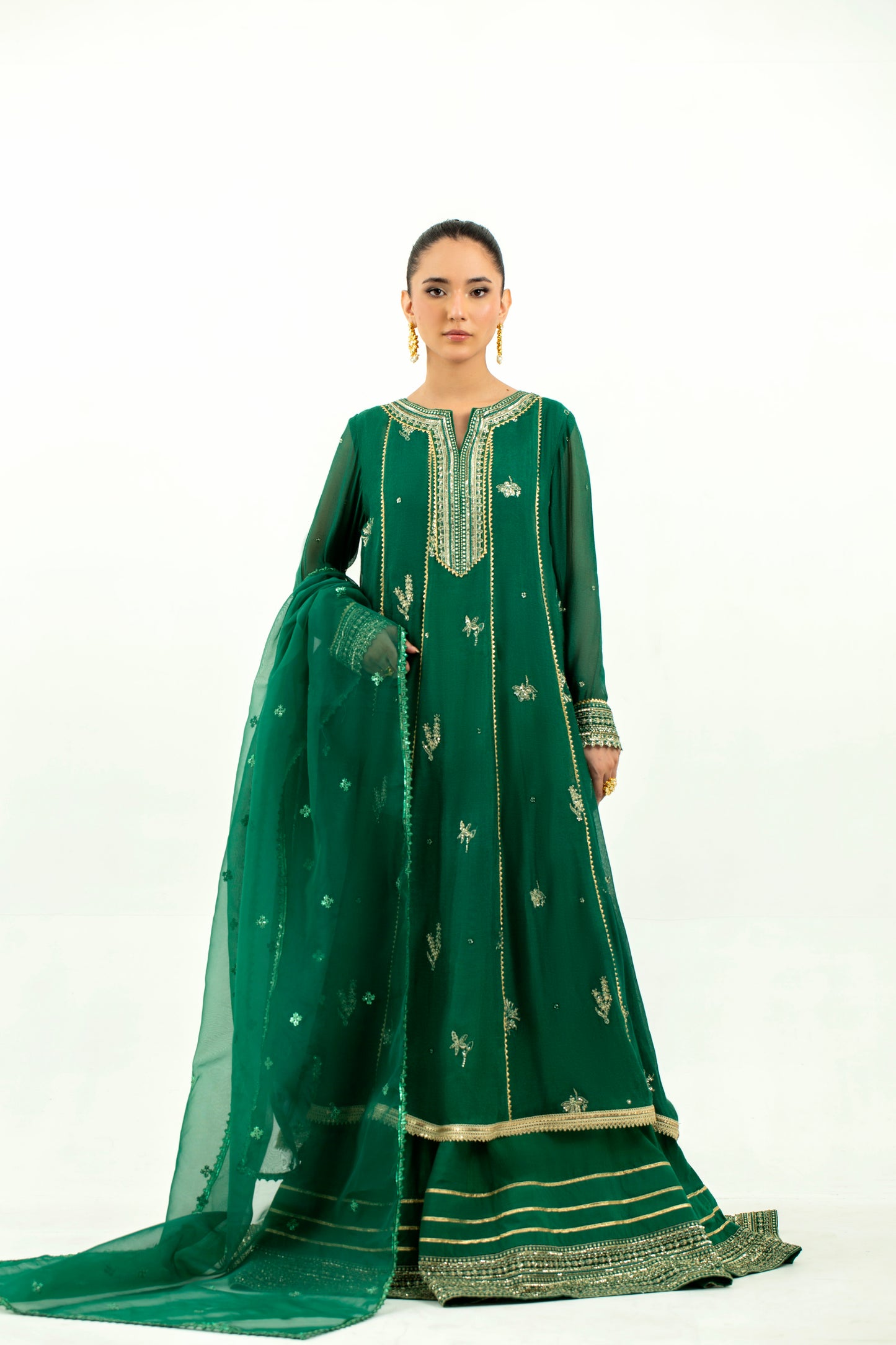 2 Piece - Embroidered Cotton Staple Khadi Net Suit LFP1136