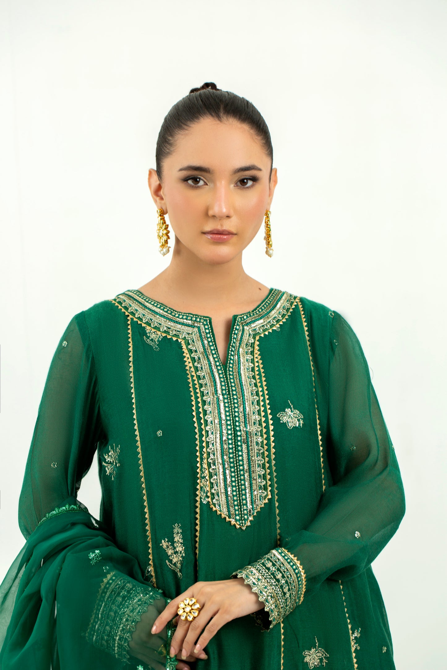 2 Piece - Embroidered Cotton Staple Khadi Net Suit LFP1136