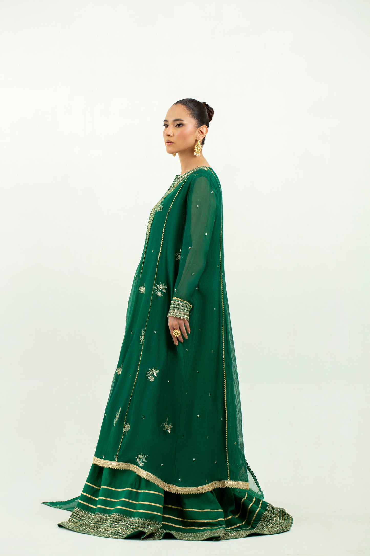 2 Piece - Embroidered Cotton Staple Khadi Net Suit LFP1136