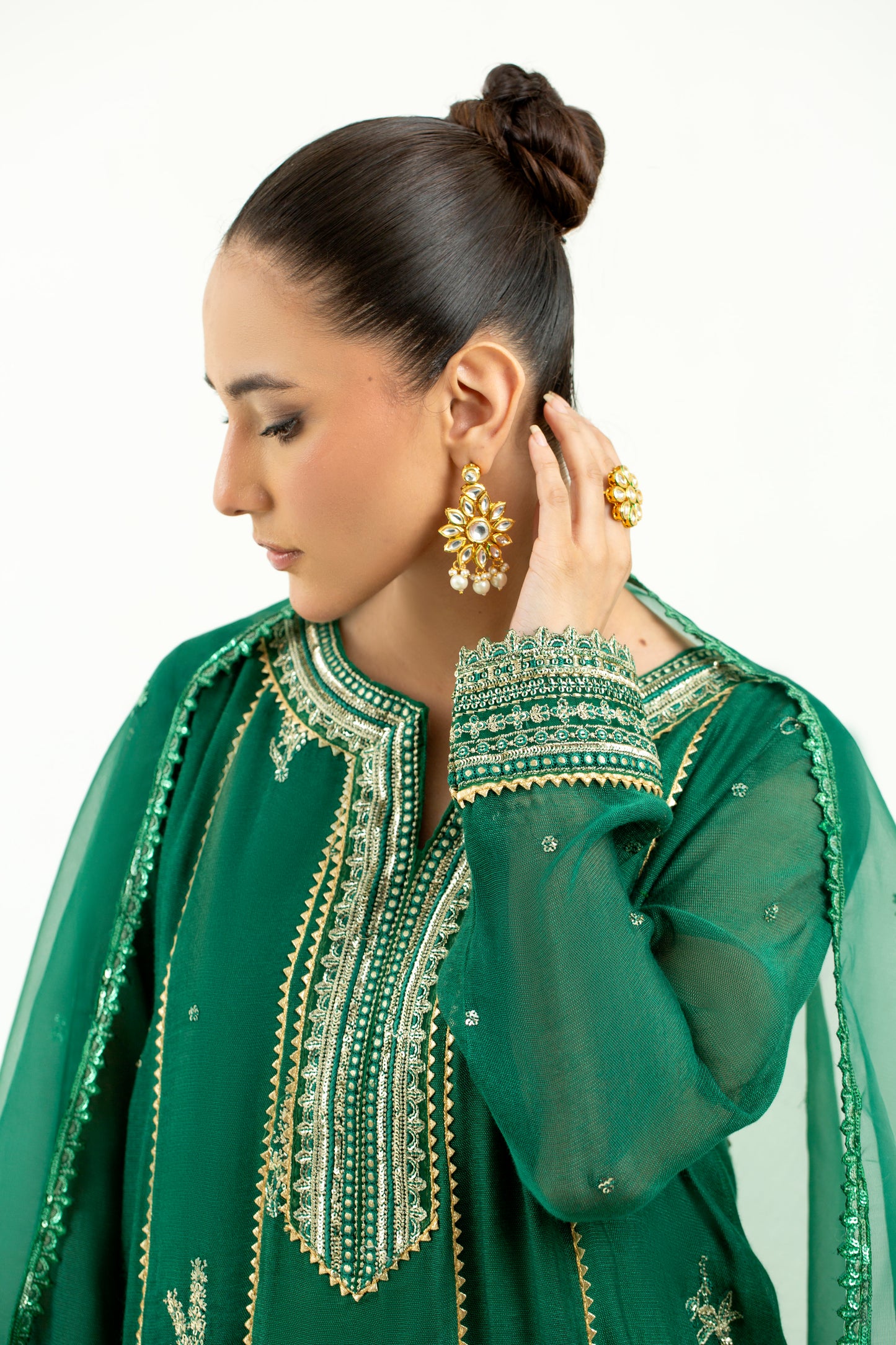 2 Piece - Embroidered Cotton Staple Khadi Net Suit LFP1136