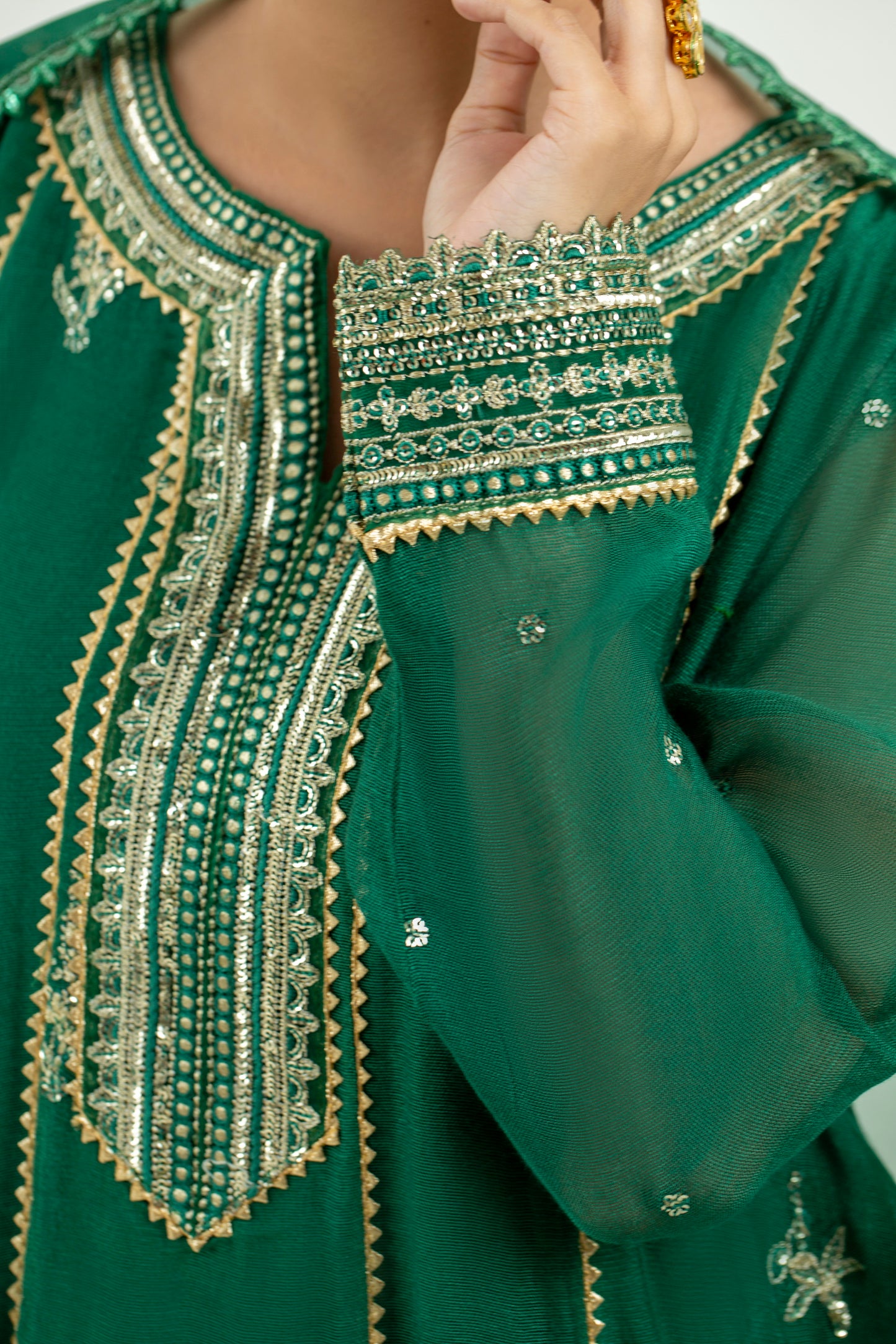 2 Piece - Embroidered Cotton Staple Khadi Net Suit LFP1136