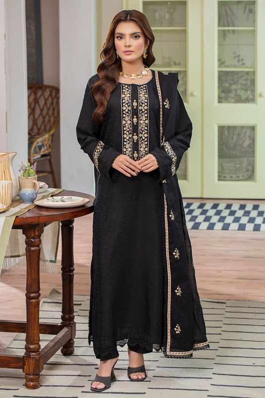 2 Piece - Embroidered Viscose Self Jacquard Suit P001034