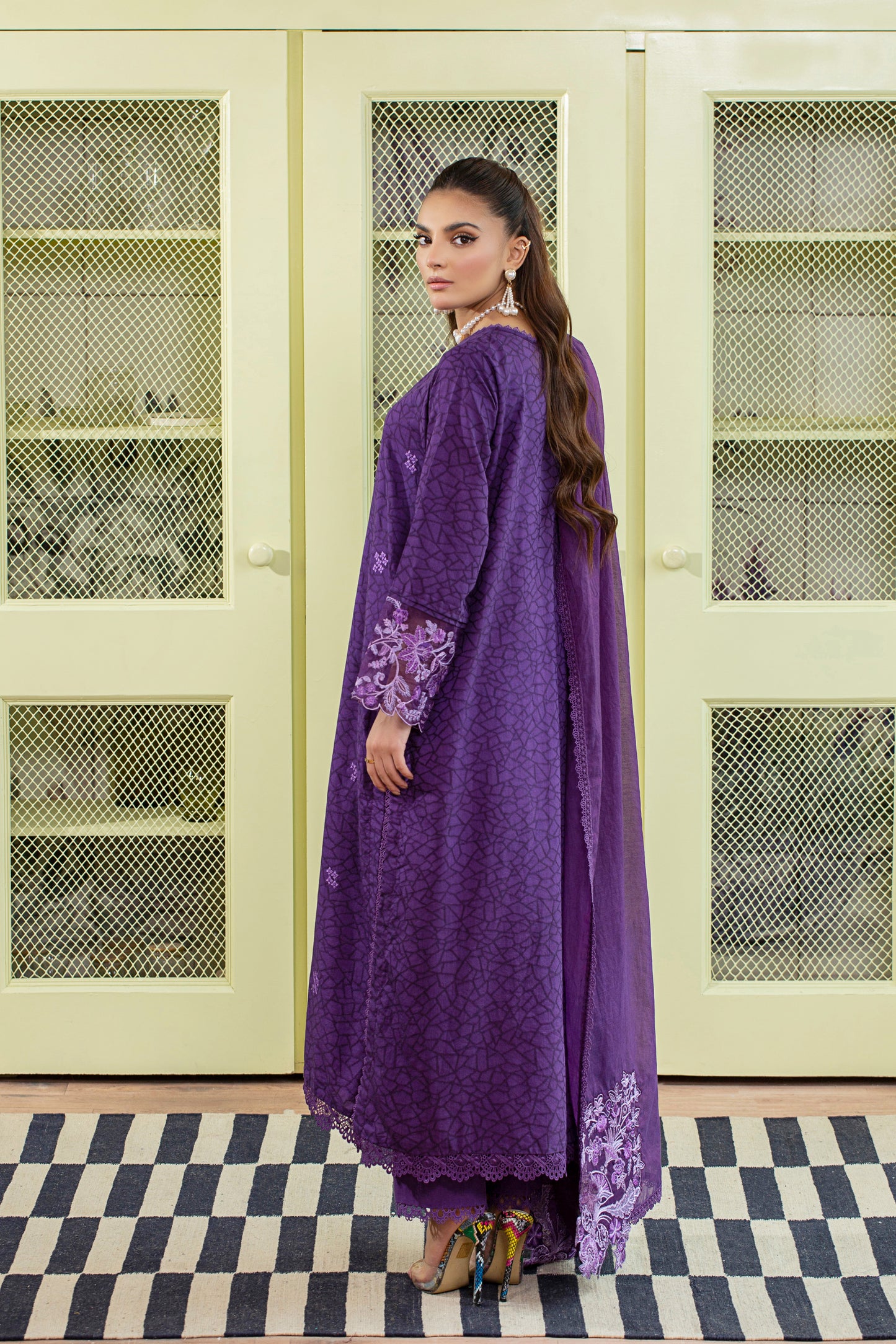 3 Piece - Embroidered Viscose Self Jacquard P001170