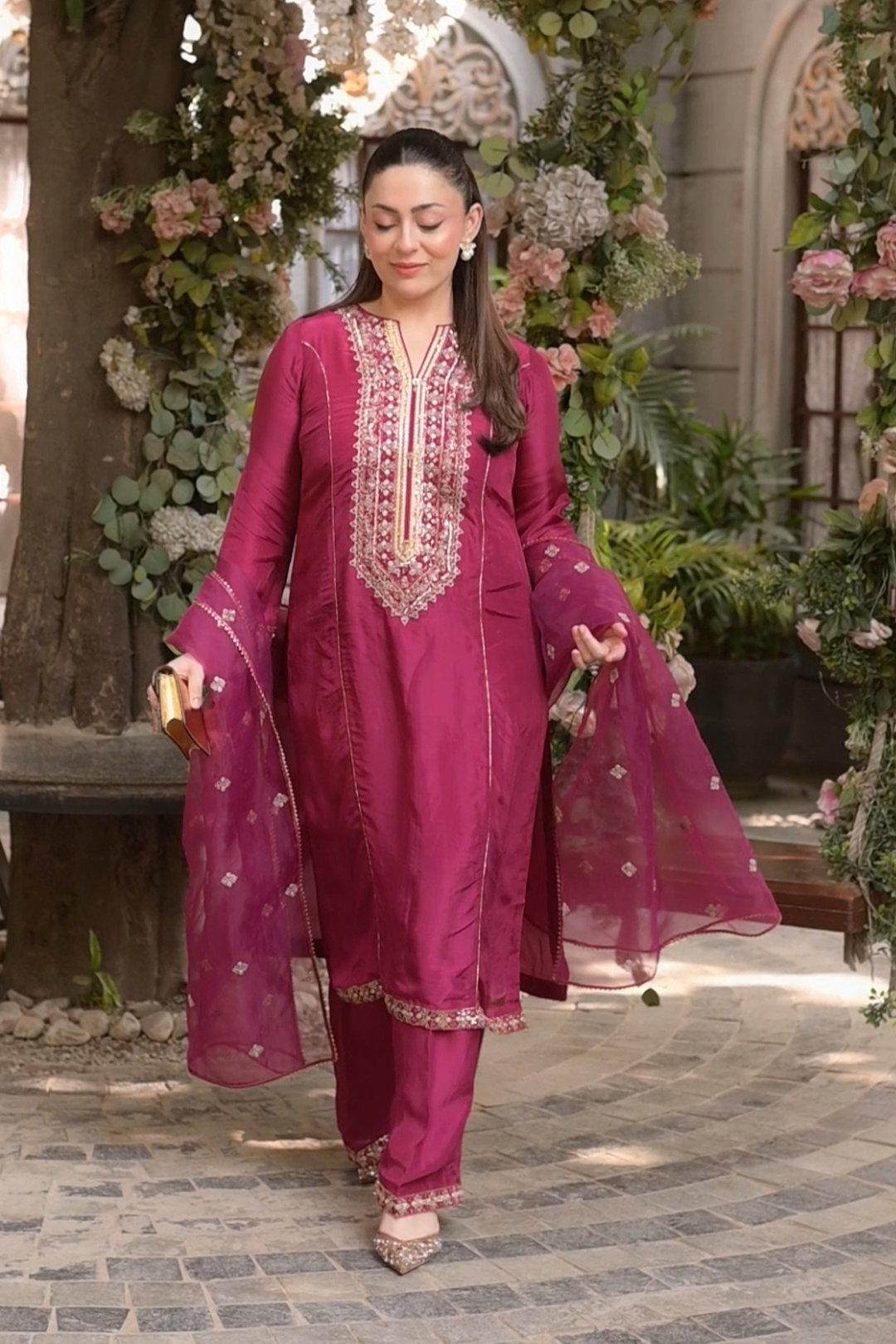 3 Piece - Premium Pure Silk Embroidered Suit LFP1147