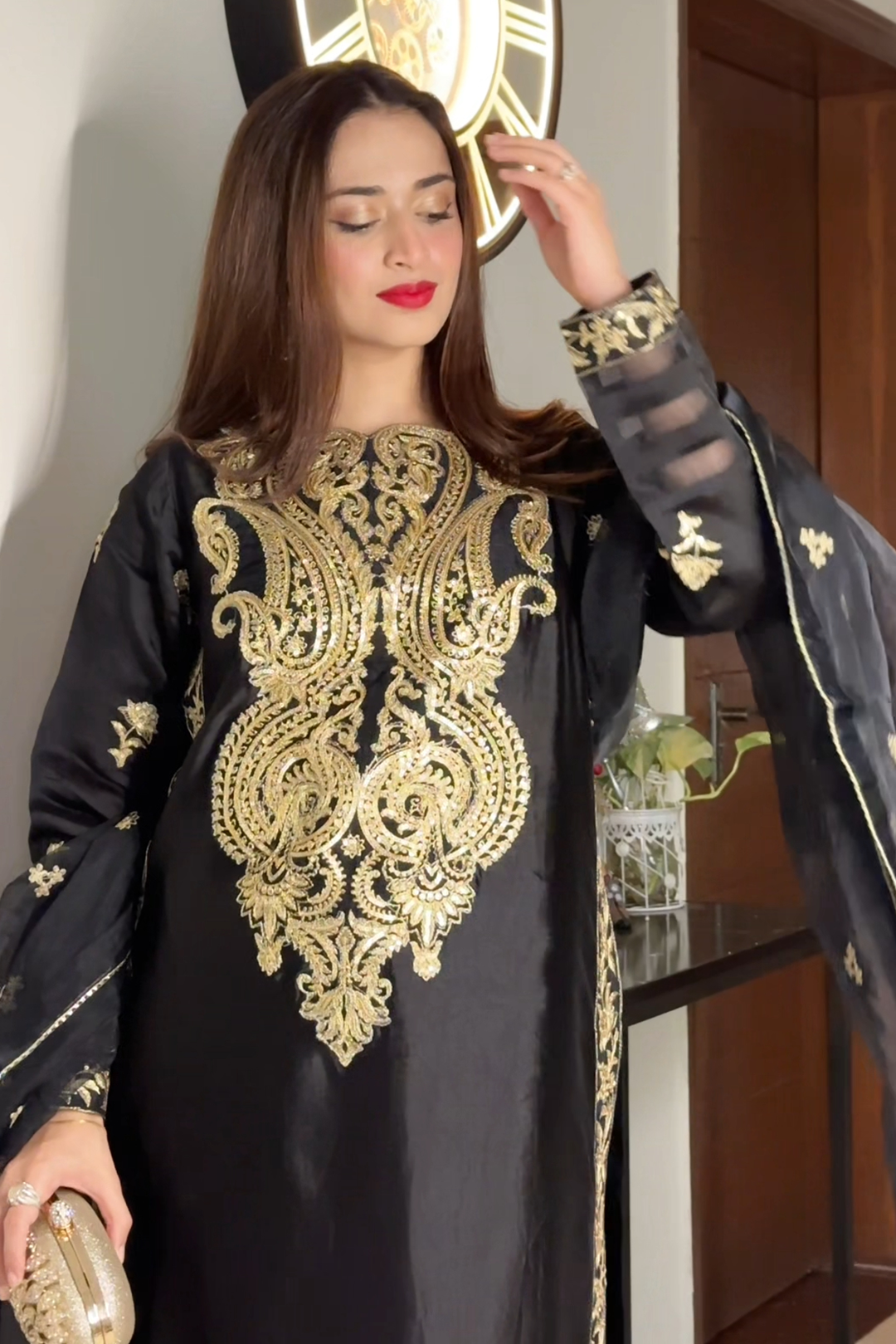 3 Piece - Premium Pure Silk Embroidered Suit LFP1145