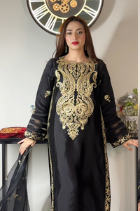 3 Piece - Premium Pure Silk Embroidered Suit LFP1145