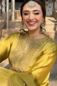 3 Piece - Embroidered Hand Embellished Premium Pure Silk Suit LFP1144