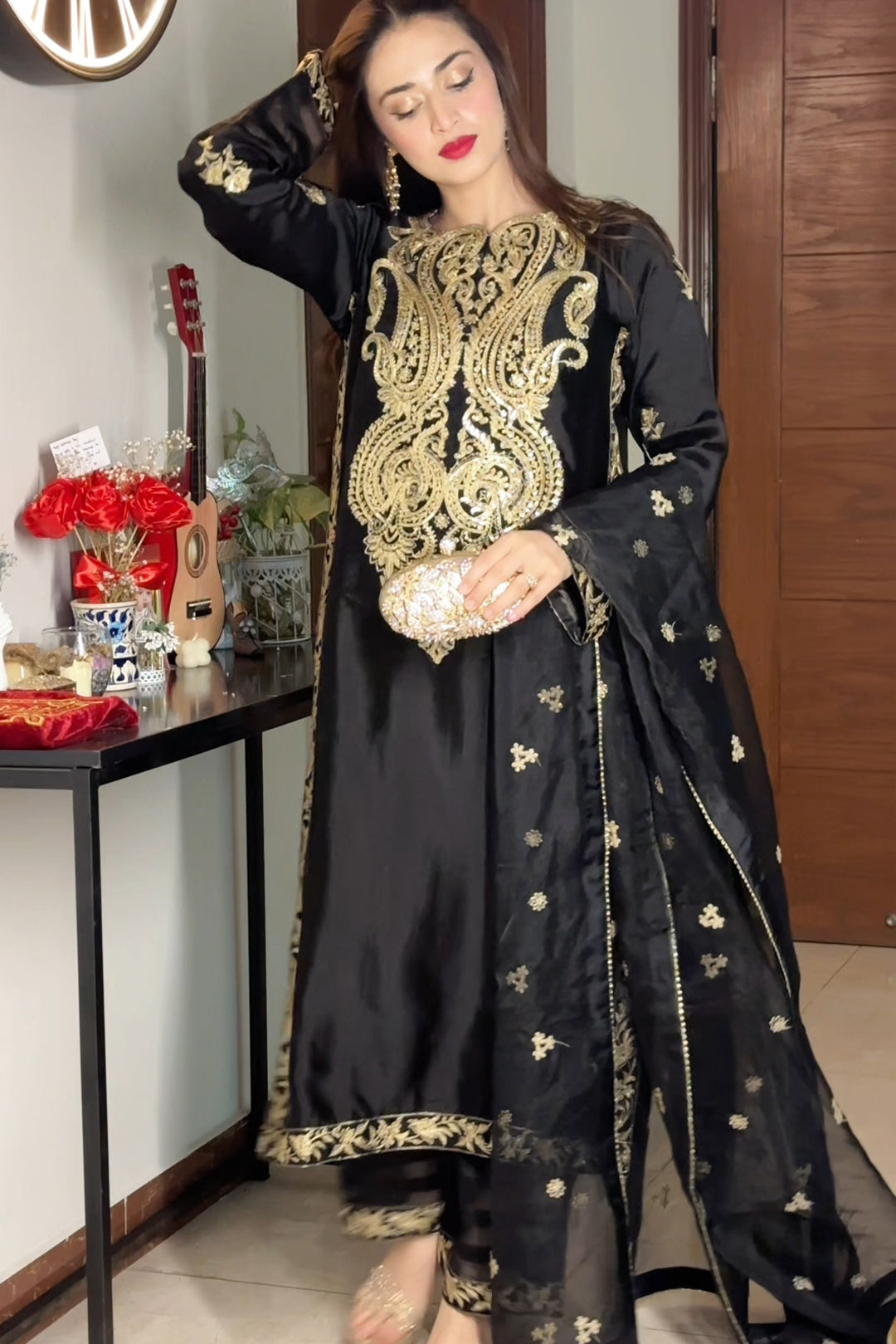 3 Piece - Premium Pure Silk Embroidered Suit LFP1145