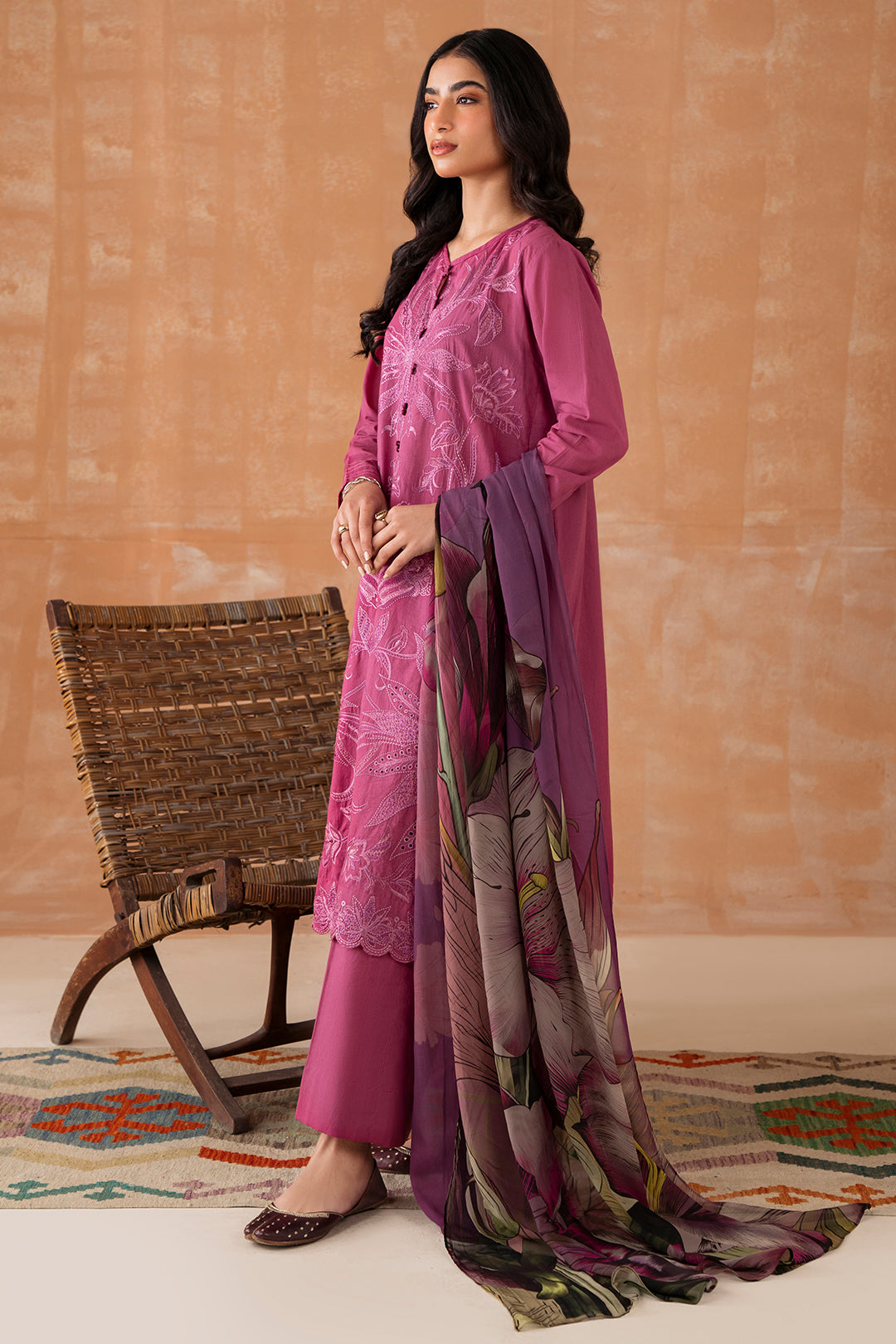 2 Piece - Embroidered Dobby Lawn Suit P1046
