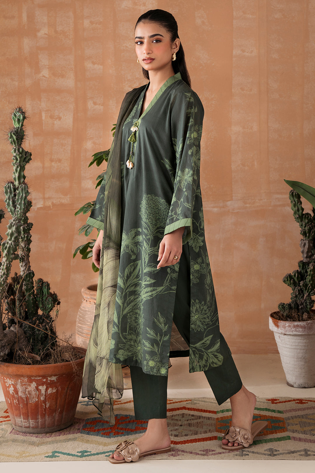 3 Piece - Digital Printed Lawn Texture Suit P1050A