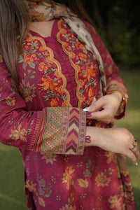 3 Piece - Embroidered Digital Printed Lawn Suit P001245