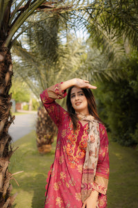 3 Piece - Embroidered Digital Printed Lawn Suit P001245