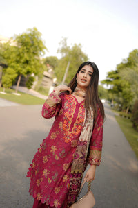 3 Piece - Embroidered Digital Printed Lawn Suit P001245