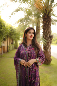3 Piece - Embroidered Digital Printed Lawn Suit P001246