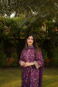 3 Piece - Embroidered Digital Printed Lawn Suit P001246