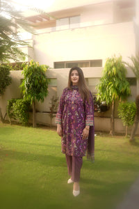 3 Piece - Embroidered Digital Printed Lawn Suit P001246