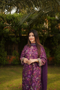 3 Piece - Embroidered Digital Printed Lawn Suit P001246