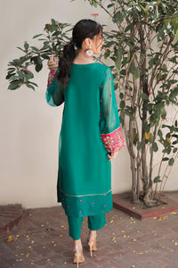2 Piece - Dyed Embroidered Organza Suit L0292