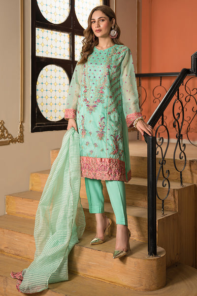 3 Piece - Dyed Embroidered Organza Suit L0583