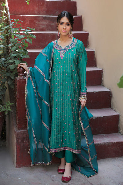 2 Piece - Dyed Embroidered Zari Suit L0592