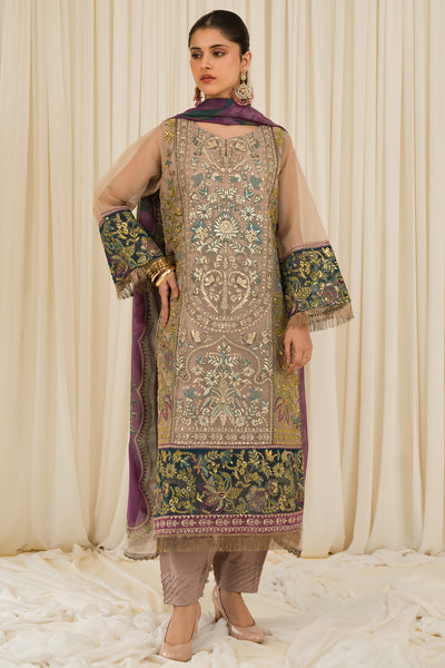 3 Piece - Embroidered Organza Suit L0778