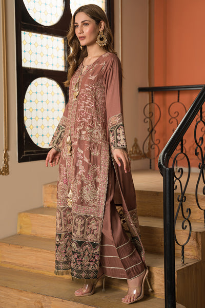 2 Piece - Dyed Embroidered Raw Silk Suit L0787