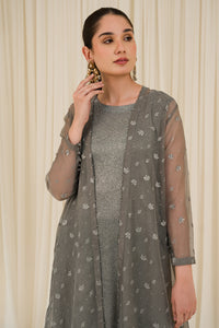 3 Piece - Embroidered Stretchy Woven Shimmer Suit L0961