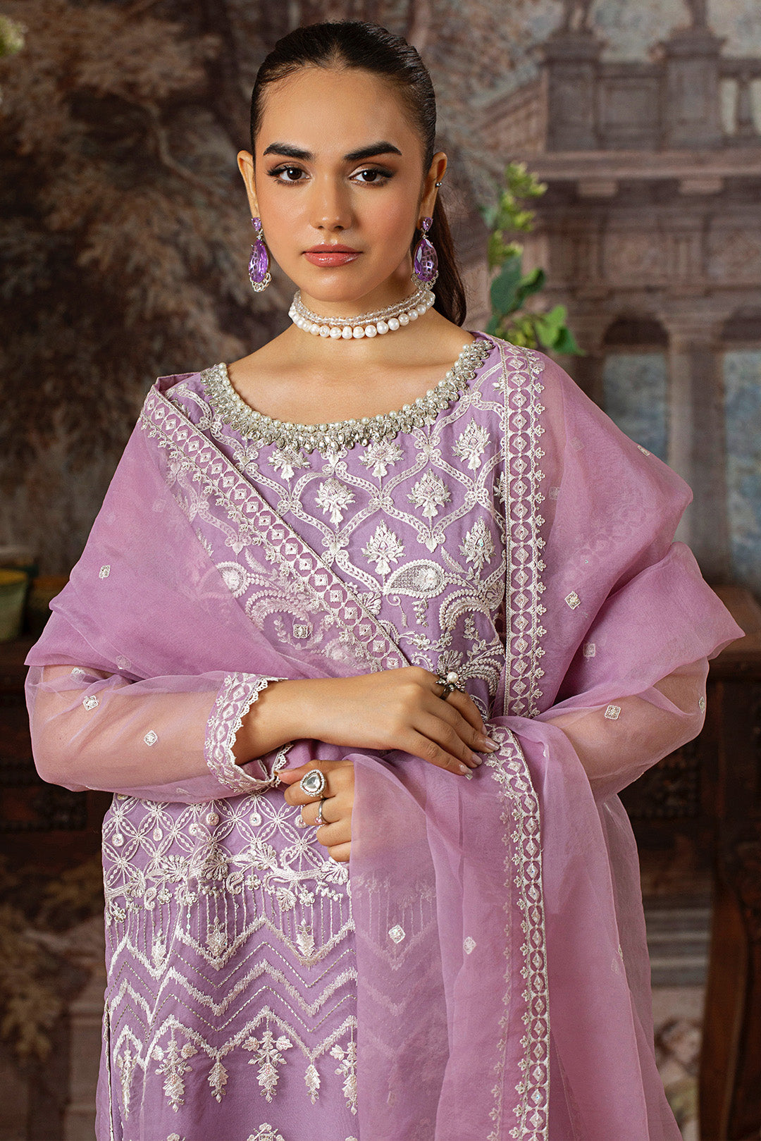 4 Piece - Embroidered Organza Suit L1150