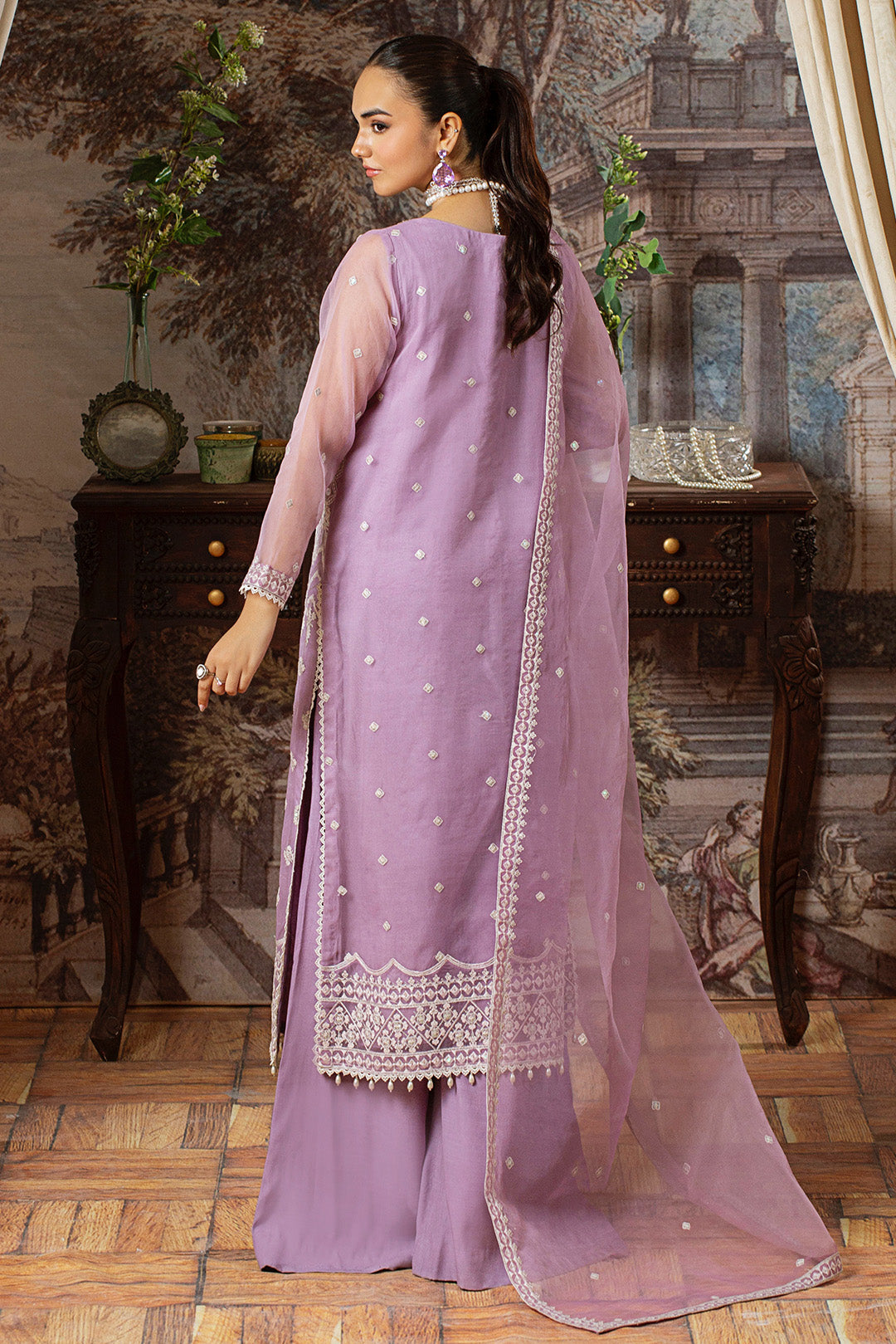 4 Piece - Embroidered Organza Suit L1150