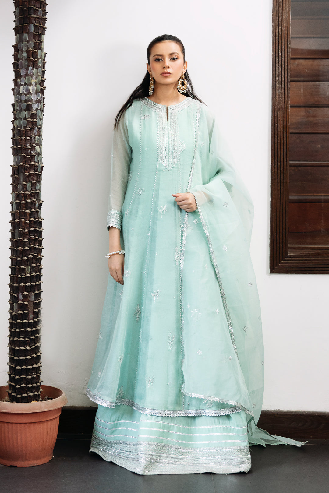 3 Piece - Embroidered Cotton Net Suit L1152