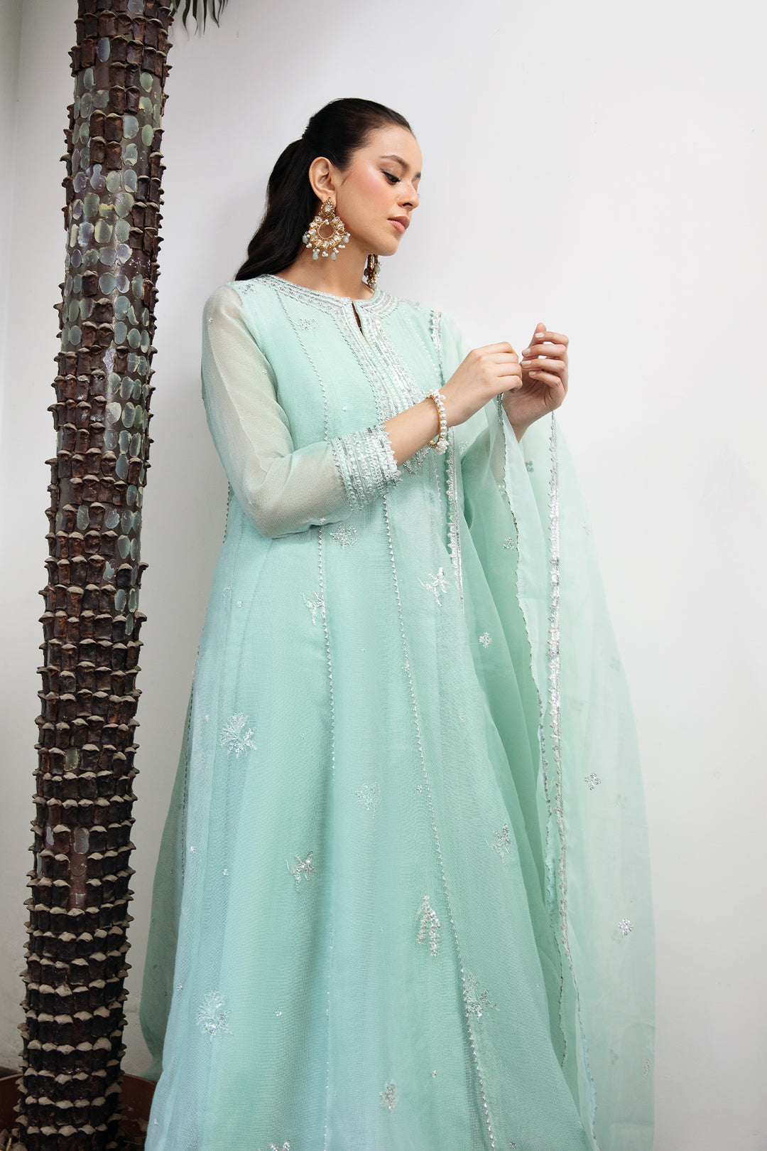 3 Piece - Embroidered Cotton Net Suit L1152