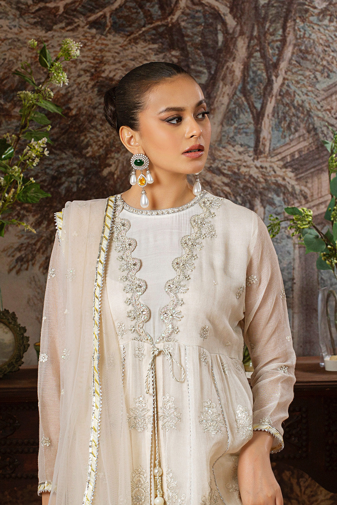 3 Piece - Embroidered Cotton Net Suit LFP1104