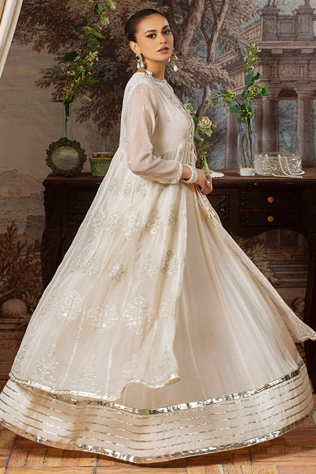 3 Piece - Embroidered Cotton Net Suit LFP1104