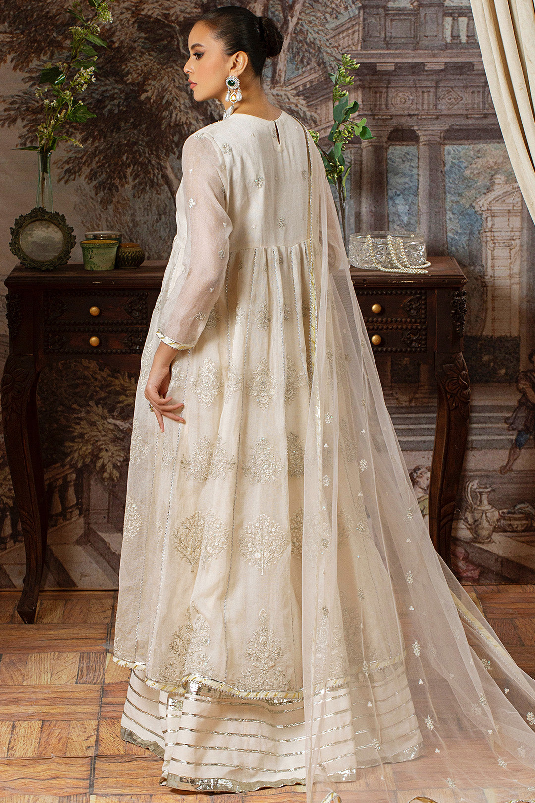 3 Piece - Embroidered Cotton Net Suit LFP1104