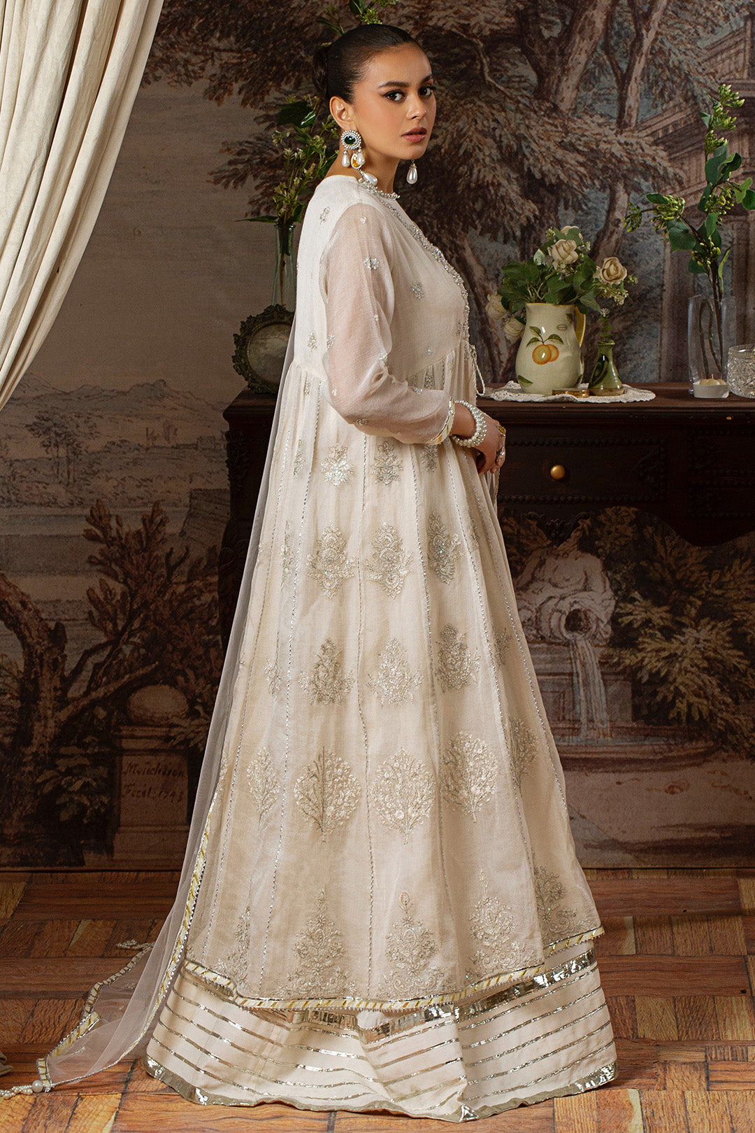 3 Piece - Embroidered Cotton Net Suit LFP1104