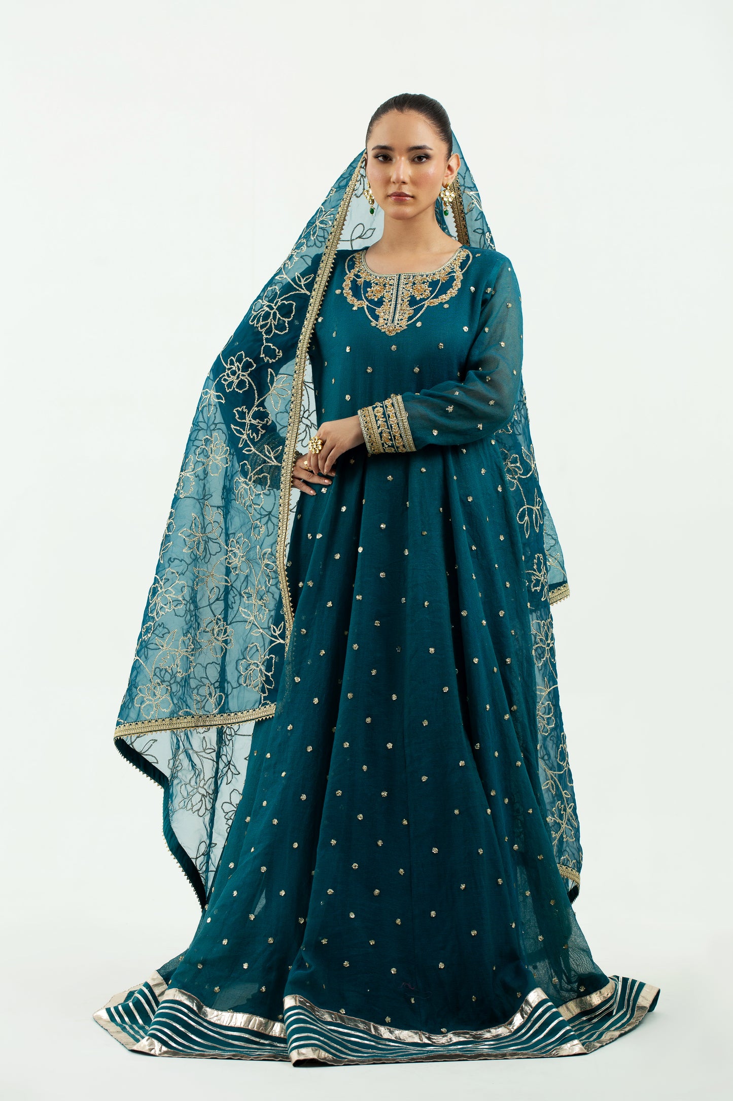 2 Piece - Embellished Embroidered Cotton Khadi Net Suit LFP1132