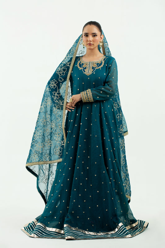 2 Piece - Embellished Embroidered Cotton Khadi Net Suit LFP1132