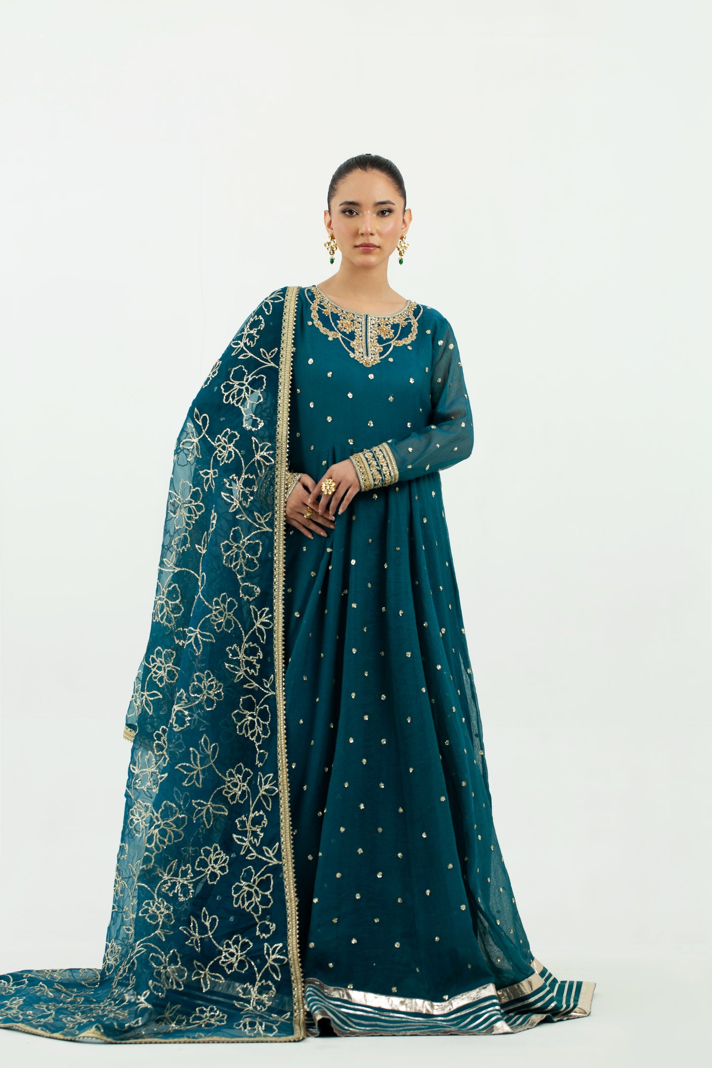 2 Piece - Embellished Embroidered Cotton Khadi Net Suit LFP1132