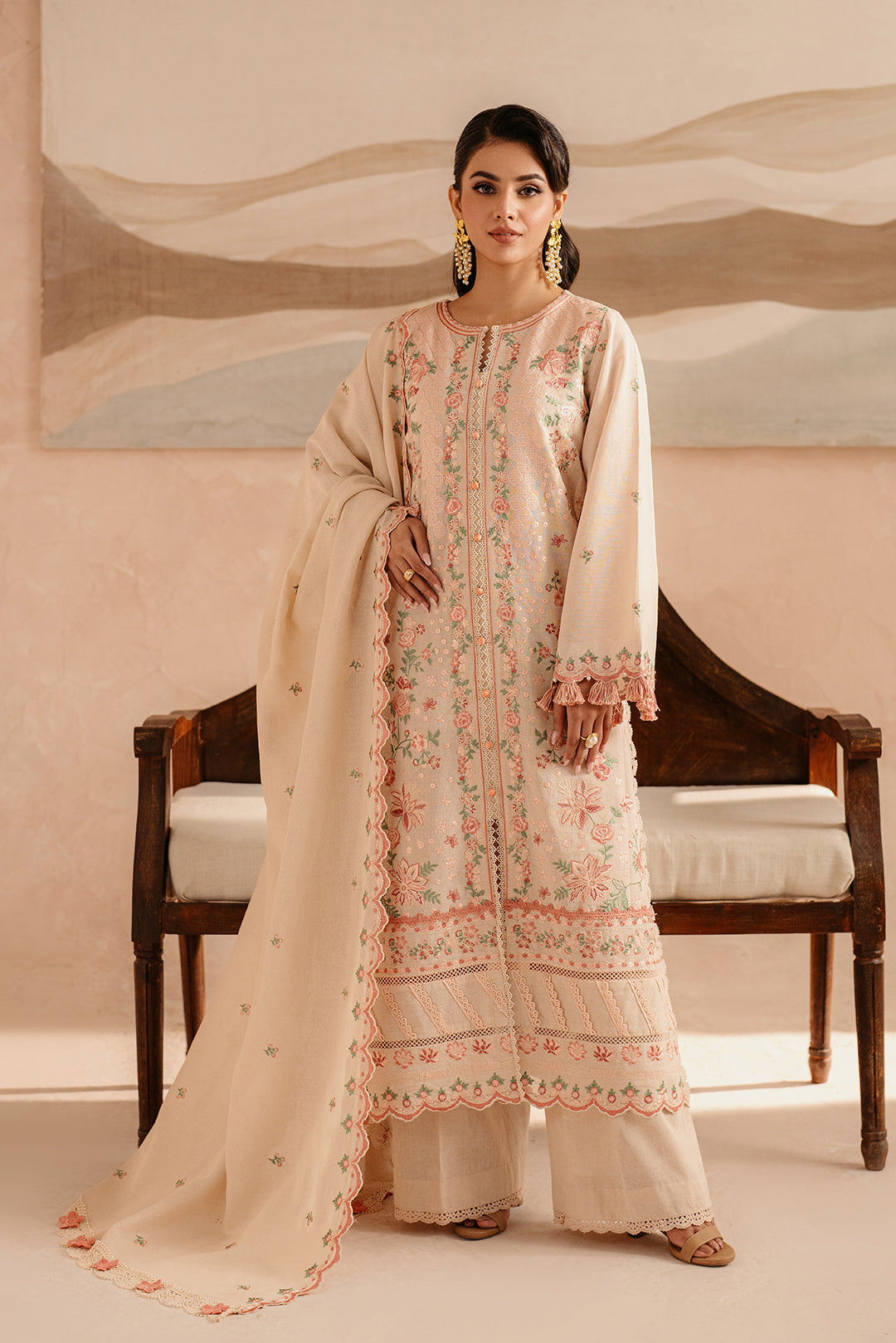 3 Piece - Embroidered Khaddar Suit LU01192