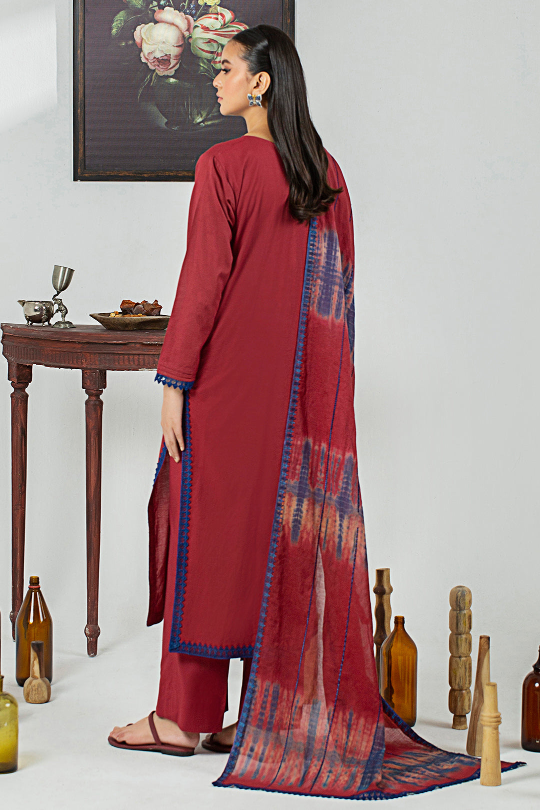 2 Piece - Embroidered Cotton Cambric Suit P001130