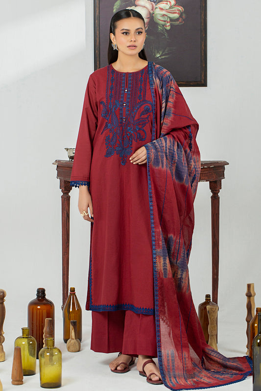 2 Piece - Embroidered Cotton Cambric Suit P001130