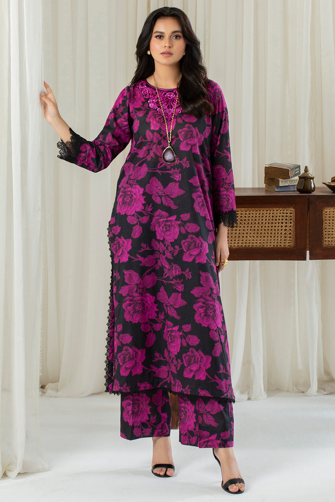 2 Piece - Embroidered Digital Printed Lawn Suit P001141