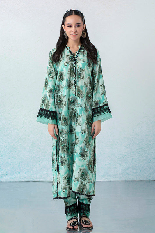 2 Piece - Digital Printed Lawn Silk Suit P001153