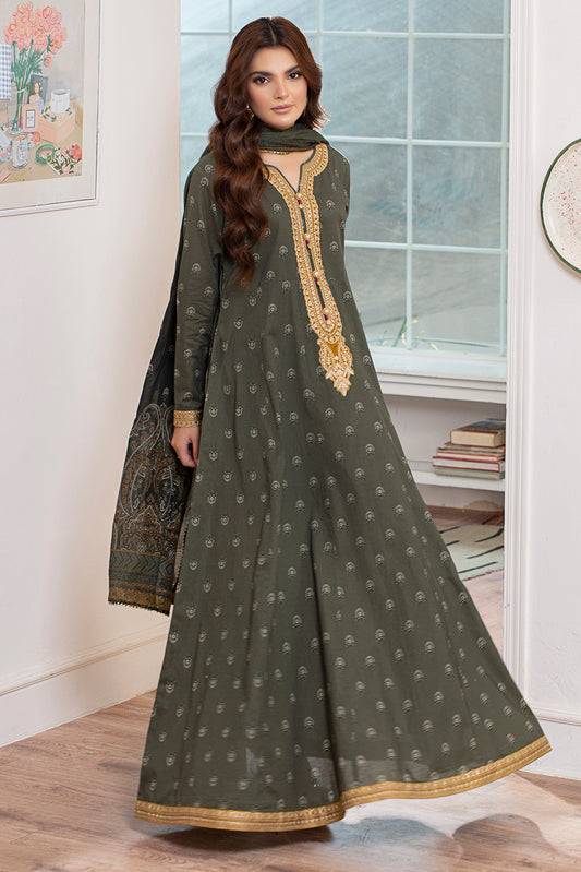 2 Piece - Embroidered Digital Printed Cotton Suit P001157