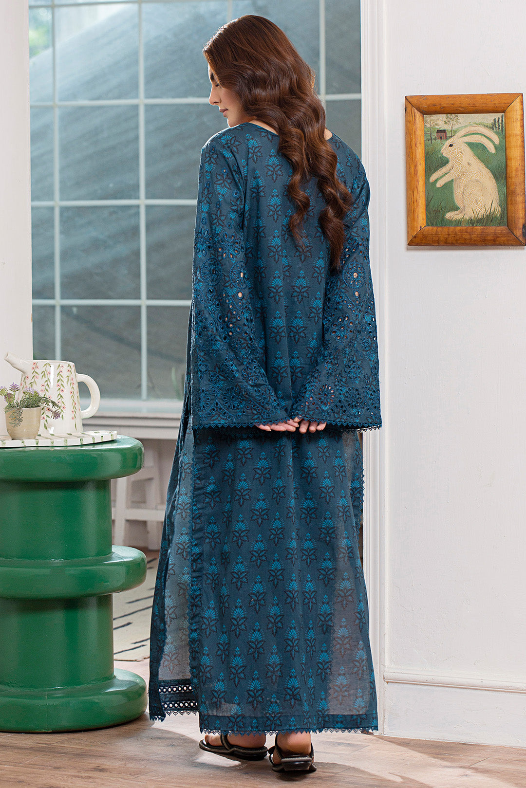 2 Piece - Embroidered Digital Printed Cotton Suit P001158