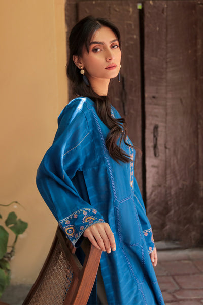 1 Piece - Dyed Embroidered Textured Lawn Shirt P0107 (SO)
