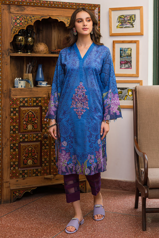 1 Piece - Embroidered Digital Printed Lawn Shirt P0439