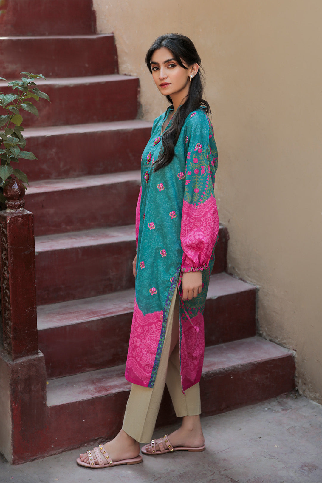 1 Piece - Embroidered Digital Printed Lawn Shirt P0440